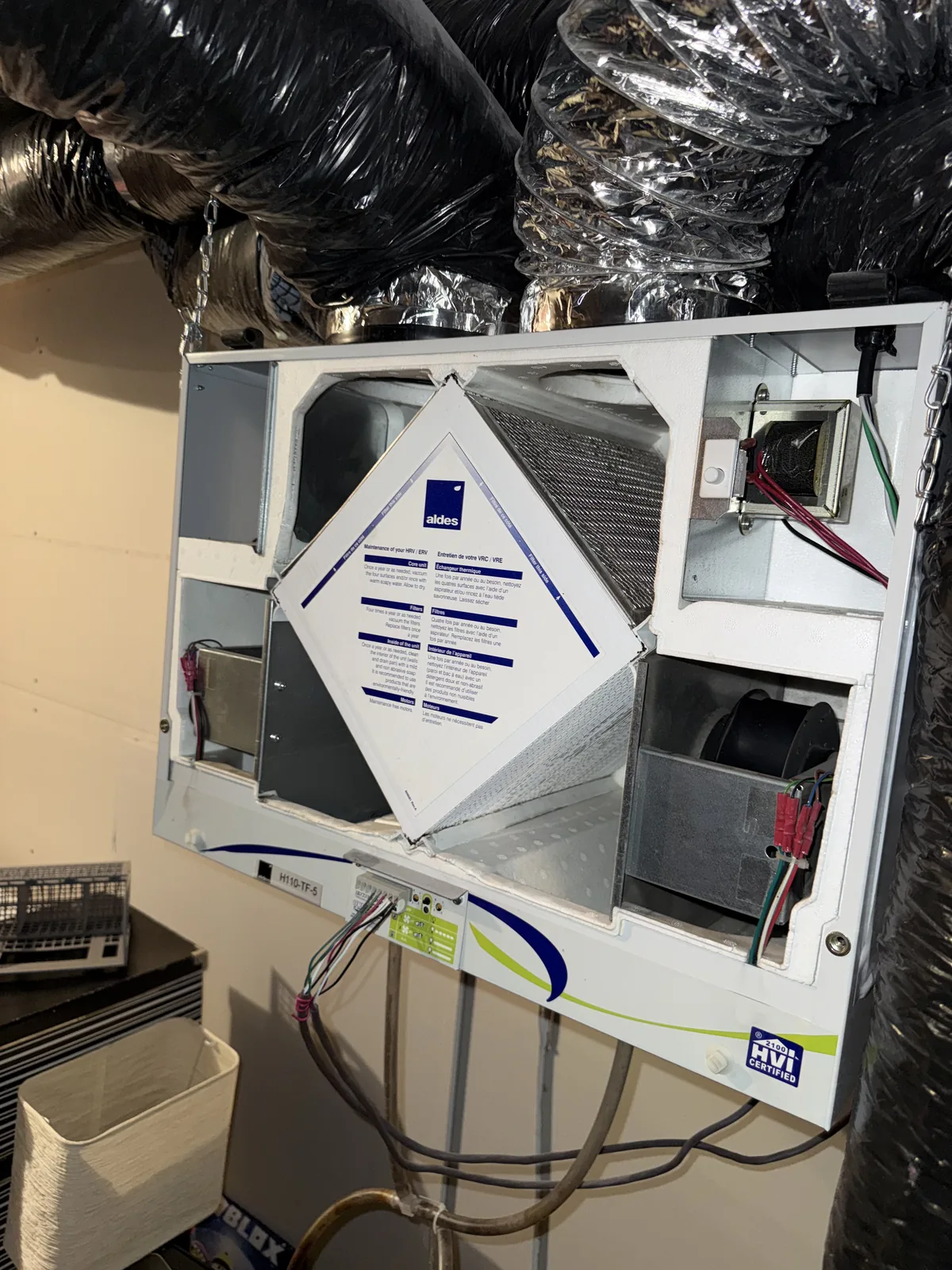 Nettoyage d'un échangeur d'air Aldes — noyau et filtres