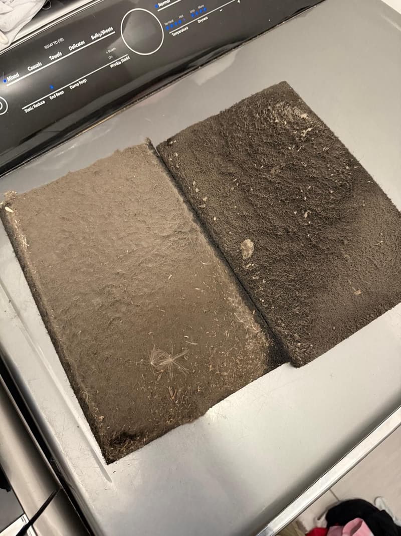 Filtre d'échangeur d'air — comparaison avant et après nettoyage