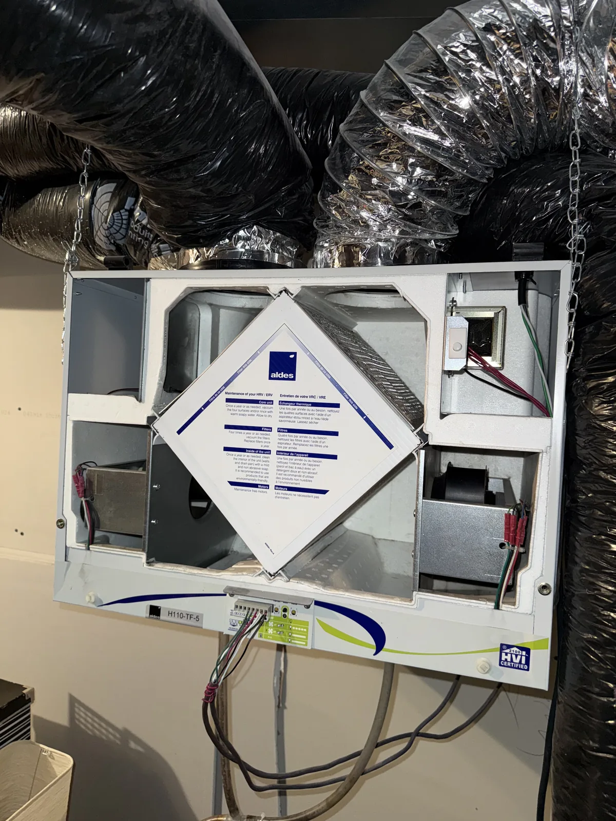 Inspection du noyau d'un échangeur d'air